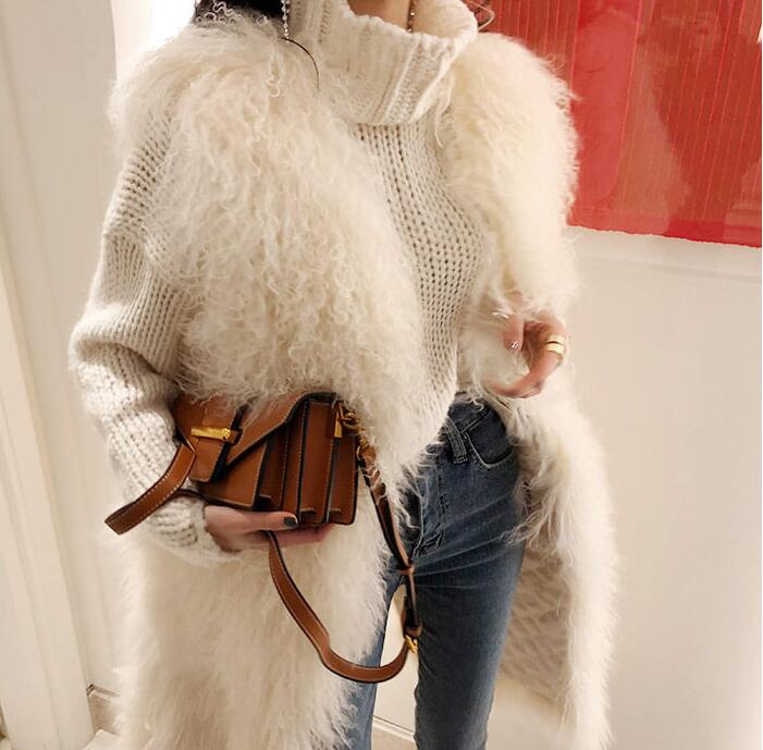 Cute Long Elegant Faux Fur Vest Fashion Women Overcoat - White