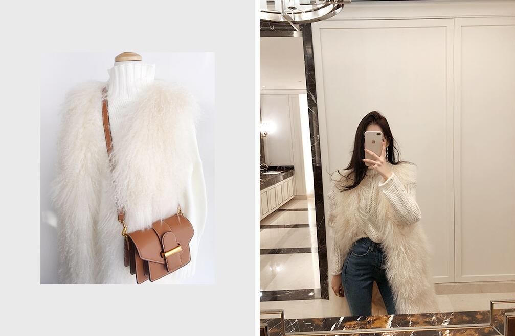 Cute Long Elegant Faux Fur Vest Fashion Women Overcoat - White