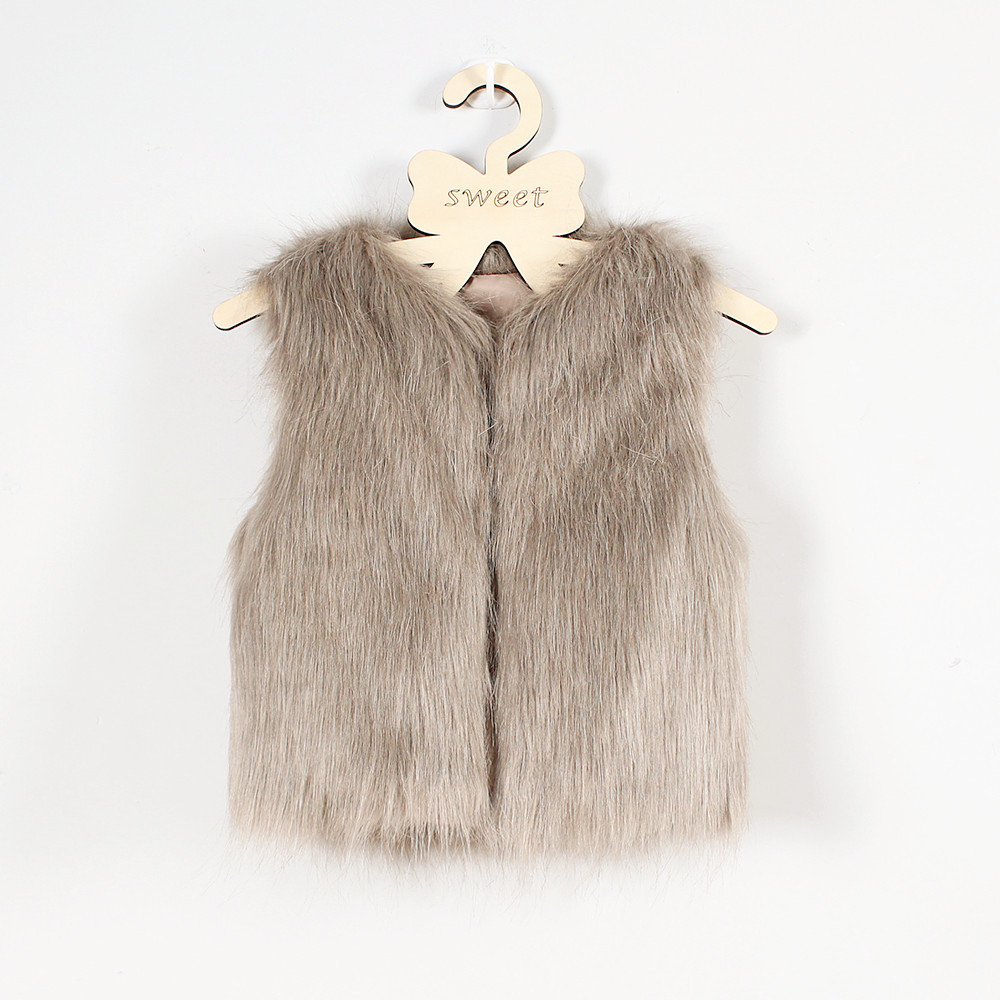 Elegant Faux Fur Vest Fashion Girl Overcoat - Camel
