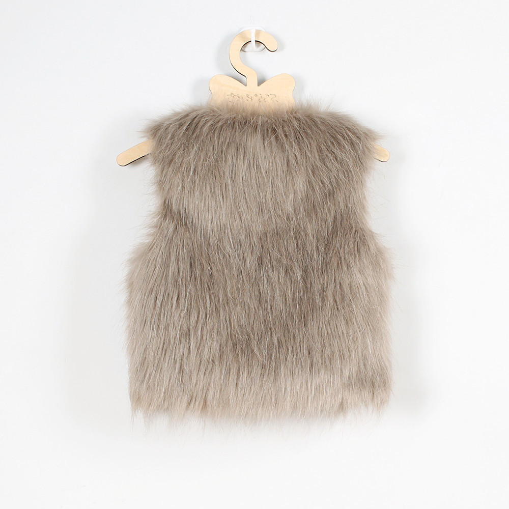 Elegant Faux Fur Vest Fashion Girl Overcoat - Camel