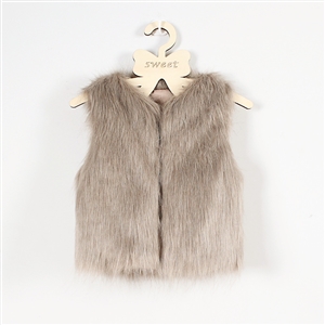 Elegant Faux Fur Vest Fashion Girl Overcoat - Camel