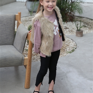 Elegant Faux Fur Vest Fashion Girl Overcoat - Khaki