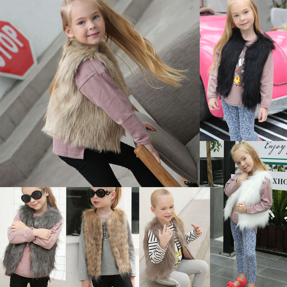 Elegant Faux Fur Vest Fashion Girl Overcoat - Yellow