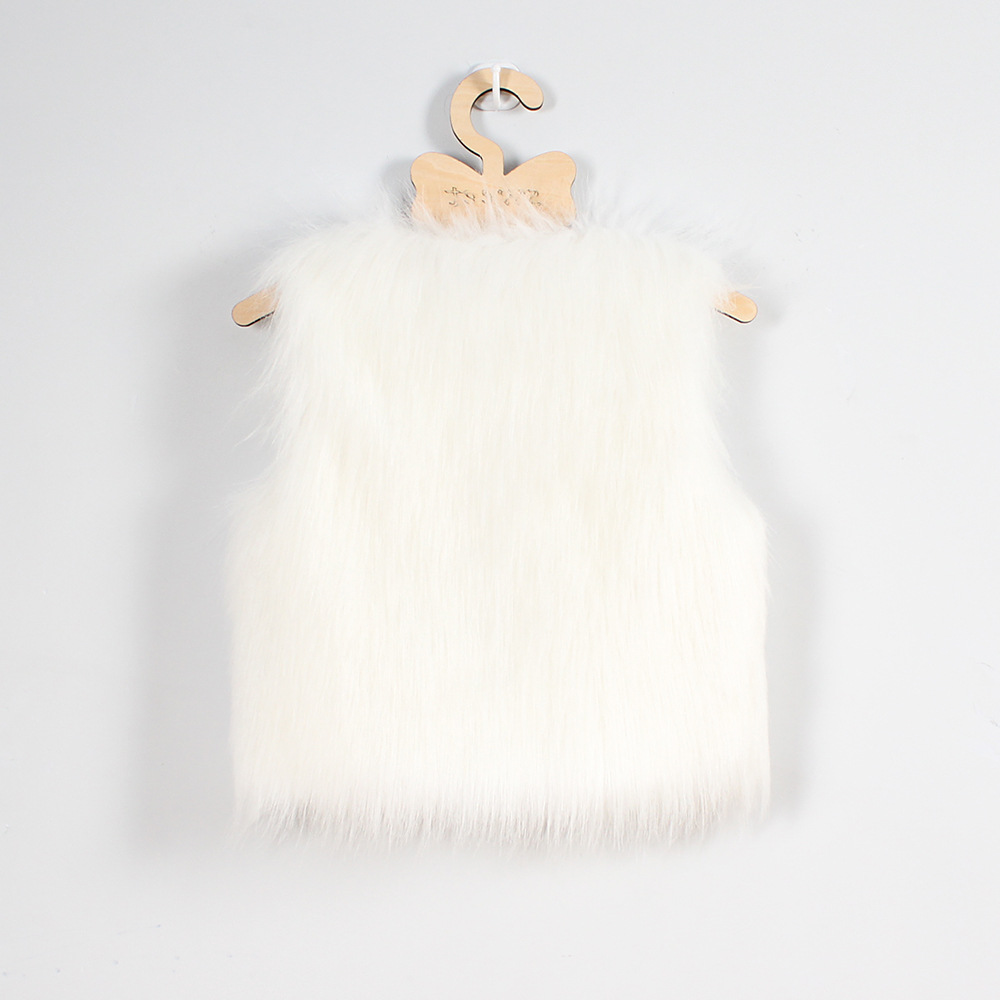 Elegant Faux Fur Vest Fashion Girl Overcoat - White