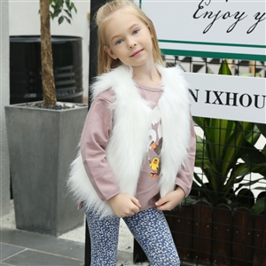Elegant Faux Fur Vest Fashion Girl Overcoat - White