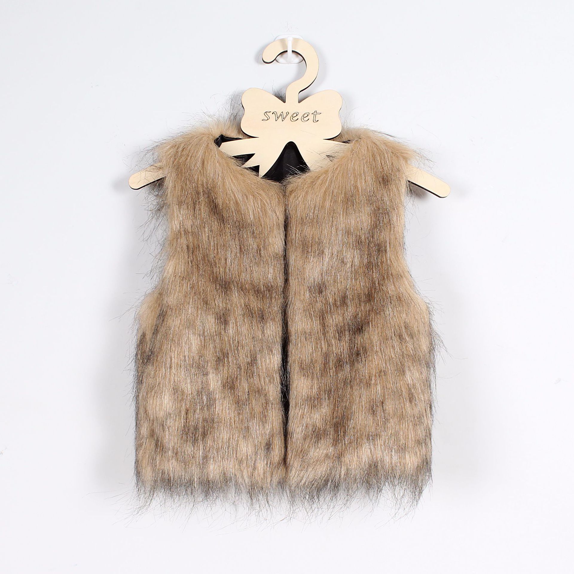 Elegant Faux Fur Vest Fashion Girl Overcoat - Yellow