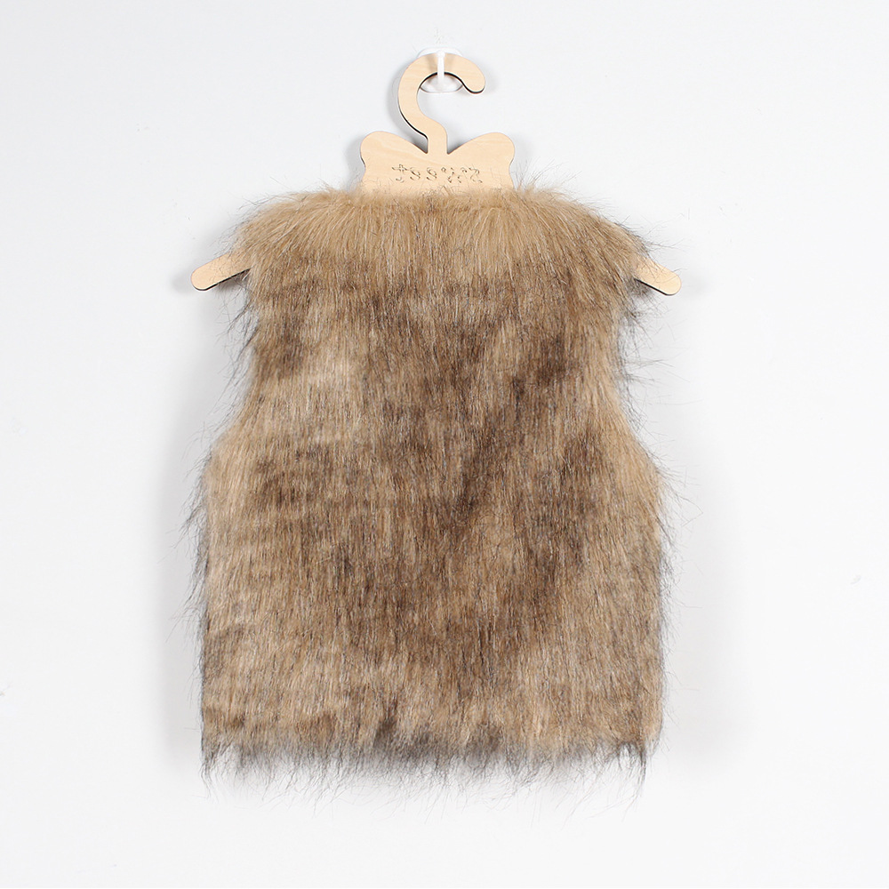 Elegant Faux Fur Vest Fashion Girl Overcoat - Yellow