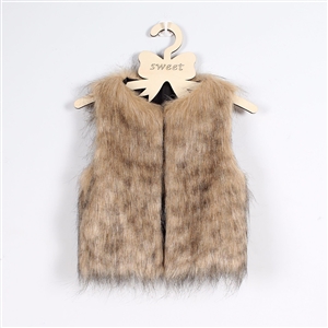 Elegant Faux Fur Vest Fashion Girl Overcoat - Yellow