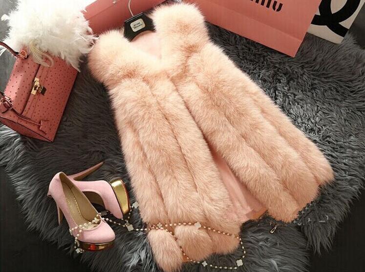 Elegant Genuine Real Fox Fur Vest Fashion Women Medium-long With Belt Fur Waistcoat - Pink