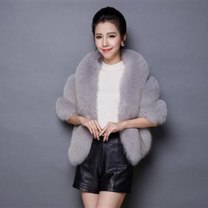 Elegant Warm Faux Fox Vest Fashion Women Overcoat - Grey