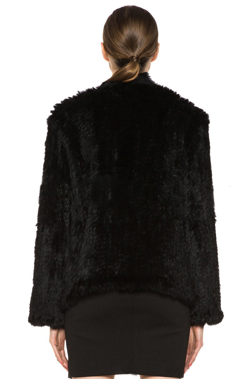 Furry Elegant Faux Rabbit Fur Vest Fashion Women Overcoat - Black