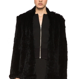 Furry Elegant Faux Rabbit Fur Vest Fashion Women Overcoat - Black