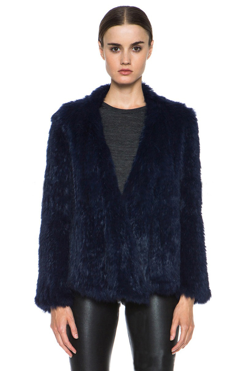 Furry Elegant Faux Rabbit Fur Vest Fashion Women Overcoat - Blue