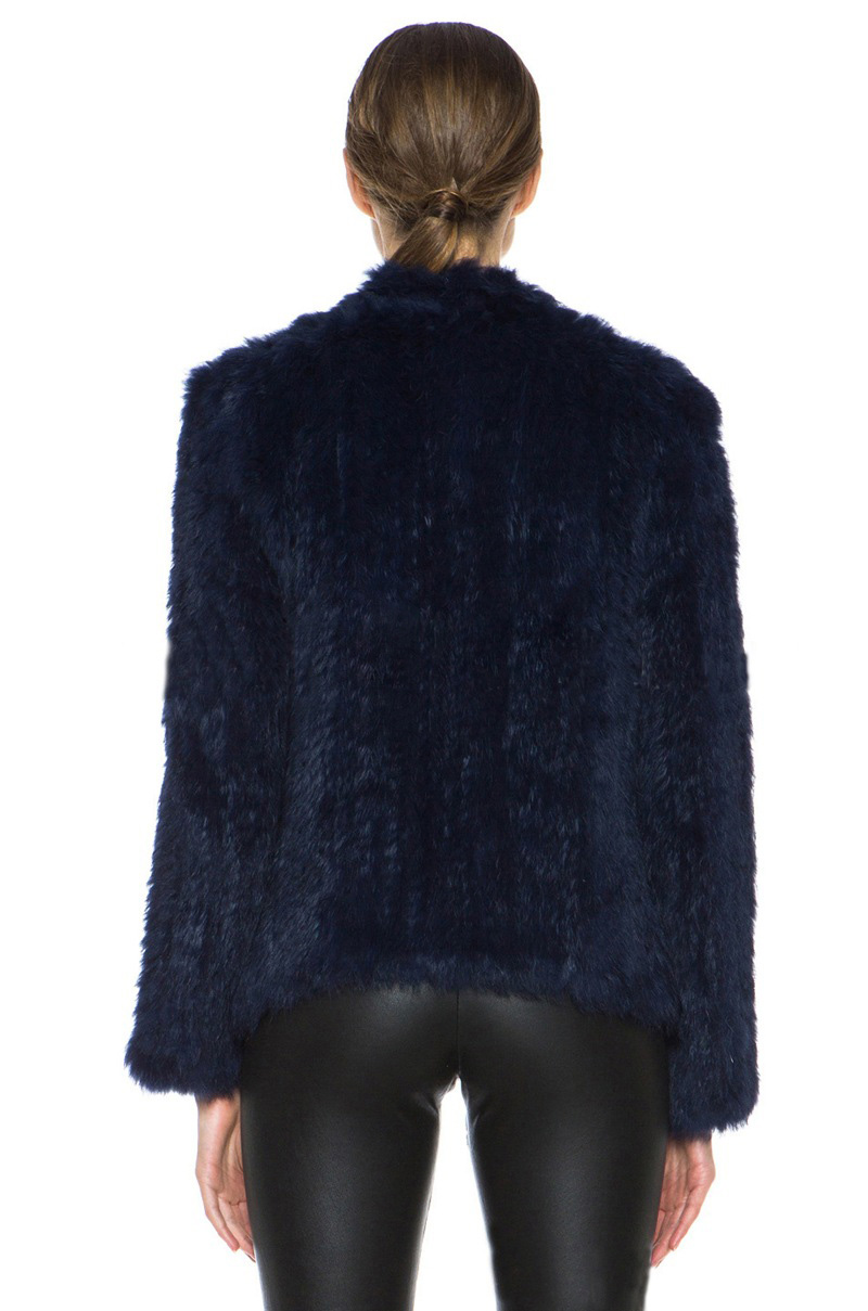 Furry Elegant Faux Rabbit Fur Vest Fashion Women Overcoat - Blue