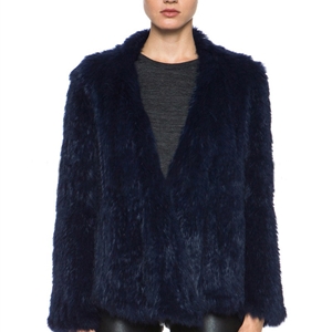 Furry Elegant Faux Rabbit Fur Vest Fashion Women Overcoat - Blue