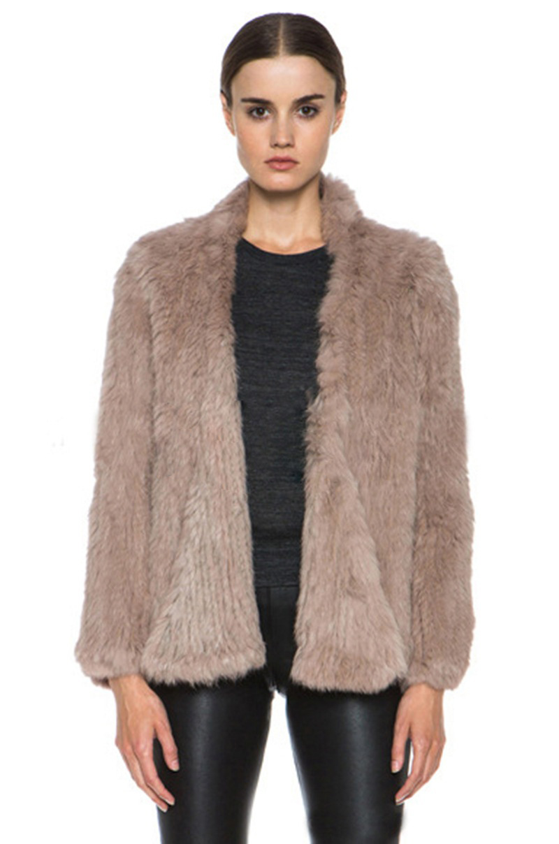 Furry Elegant Faux Rabbit Fur Vest Fashion Women Overcoat - Brown