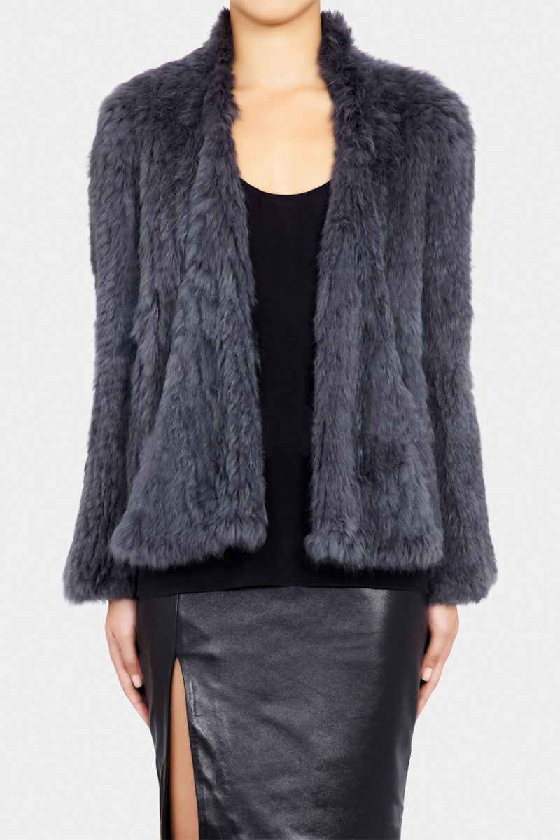 Furry Elegant Faux Rabbit Fur Vest Fashion Women Overcoat - Grey