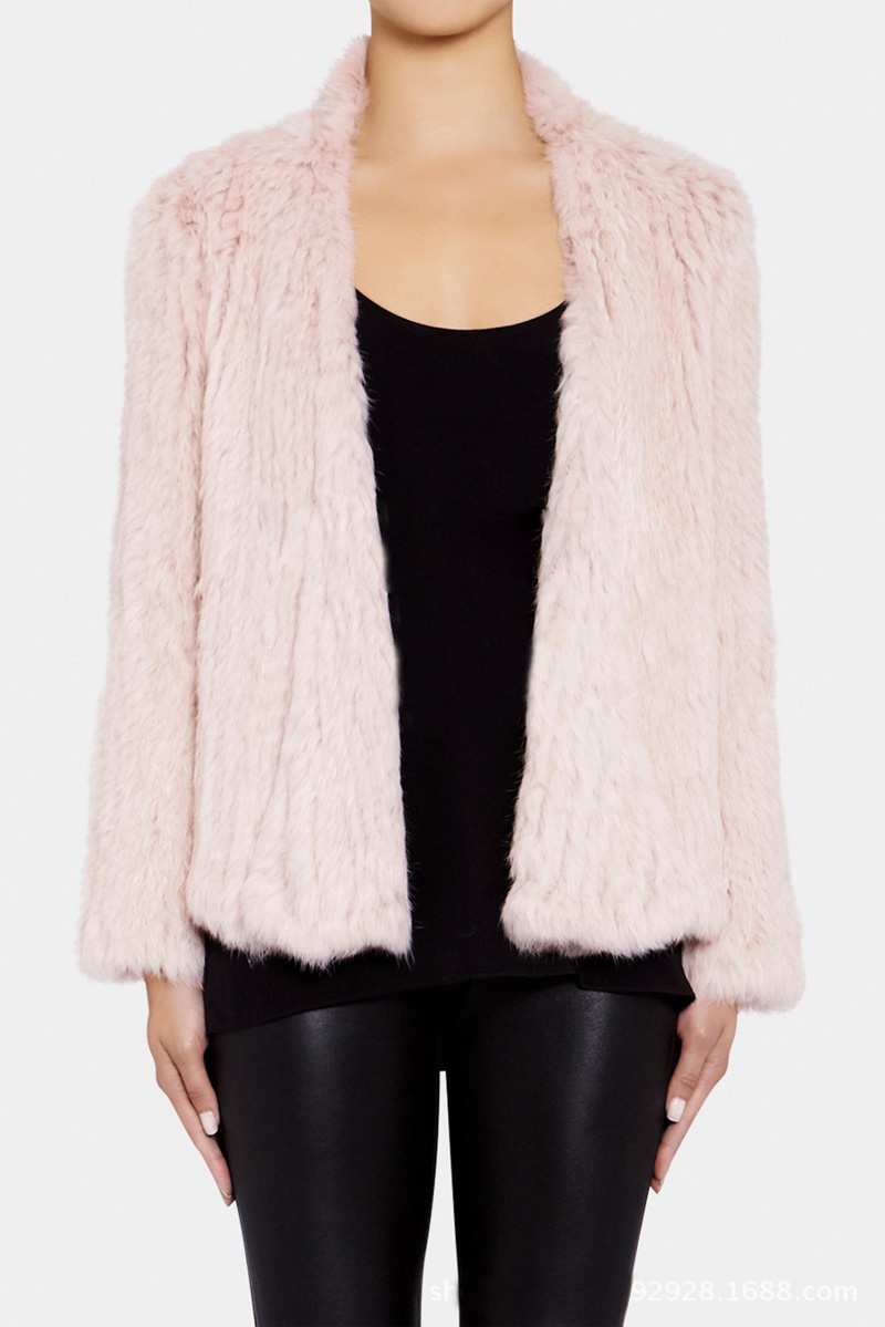 Furry Elegant Faux Rabbit Fur Vest Fashion Women Overcoat - Pink