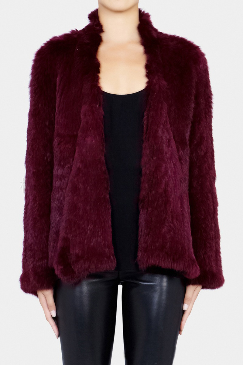 Furry Elegant Faux Rabbit Fur Vest Fashion Women Overcoat - Red