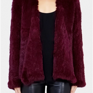Furry Elegant Faux Rabbit Fur Vest Fashion Women Overcoat - Red