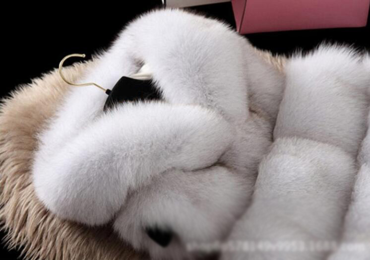 Good Classic Furry Faux Fox Fur Vest Fashion Women Overcoat - Black