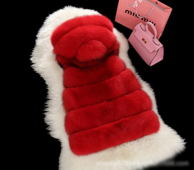 Good Classic Furry Faux Fox Fur Vest Fashion Women Overcoat - Red
