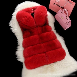 Good Classic Furry Faux Fox Fur Vest Fashion Women Overcoat - Red