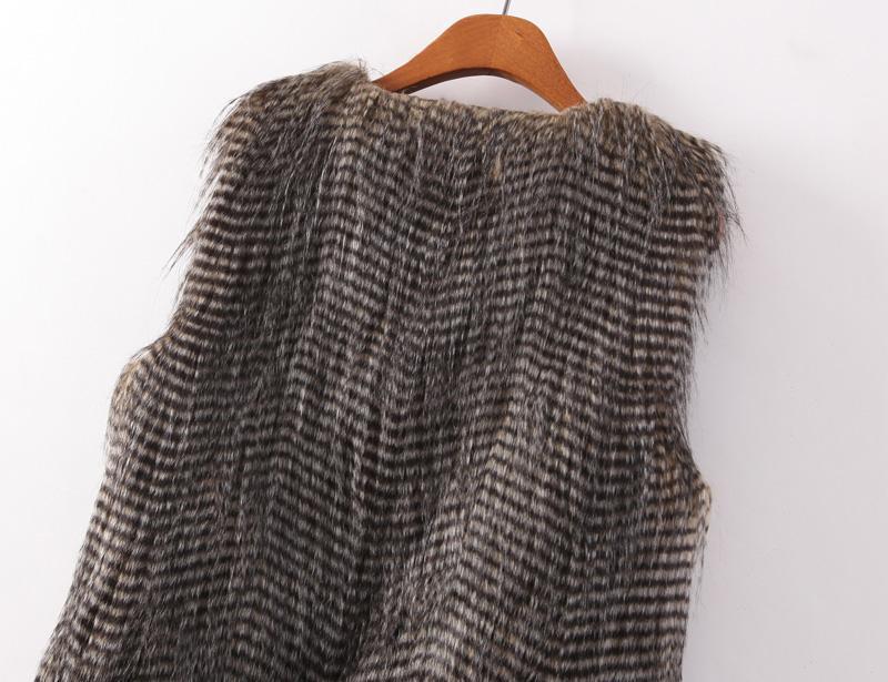 Good Elegant Faux Peacock Feathers Vest Fashion Women Overcoat - Grey