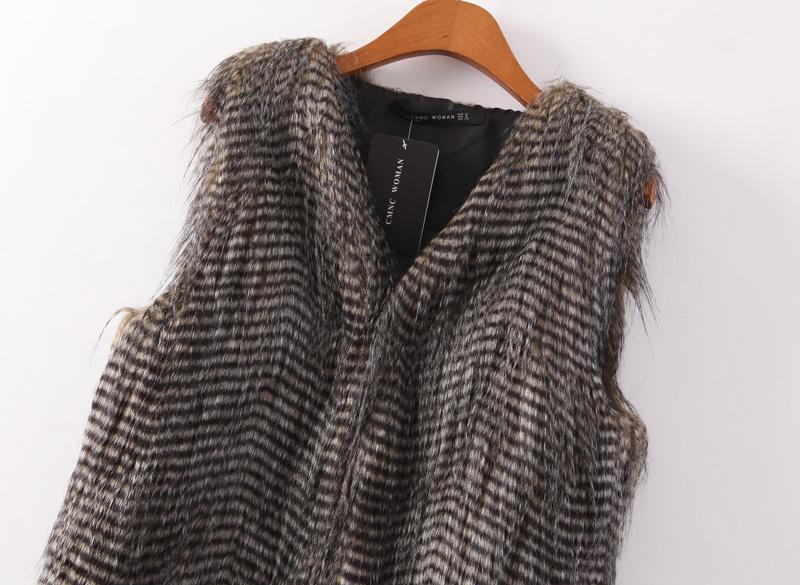 Good Elegant Faux Peacock Feathers Vest Fashion Women Overcoat - Grey