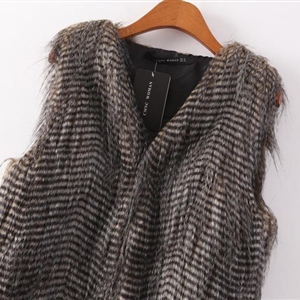 Good Elegant Faux Peacock Feathers Vest Fashion Women Overcoat - Grey