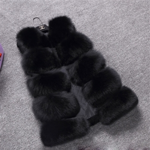Good Furry Faux Fox Fur Vest Fashion Women Overcoat - Black