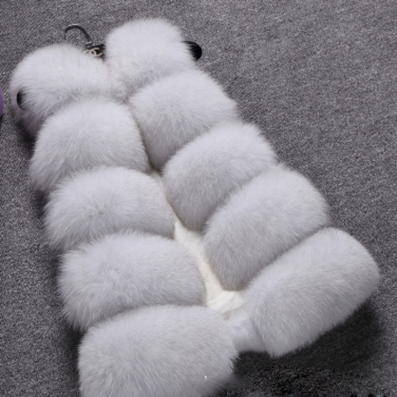 Good Furry Faux Fox Fur Vest Fashion Women Overcoat - White
