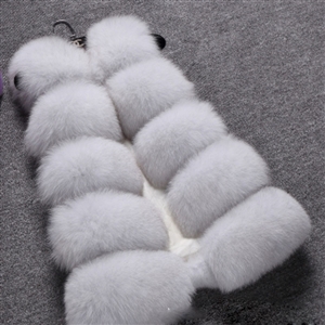 Good Furry Faux Fox Fur Vest Fashion Women Overcoat - White