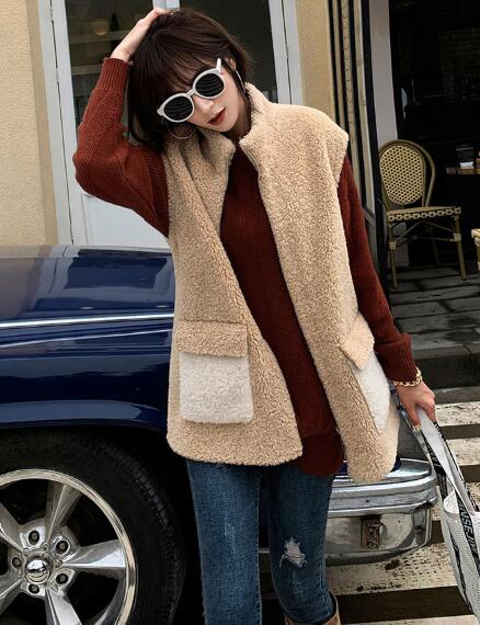 Good Furry Faux Lamb Fur Vest Fashion Women Overcoat - Beige