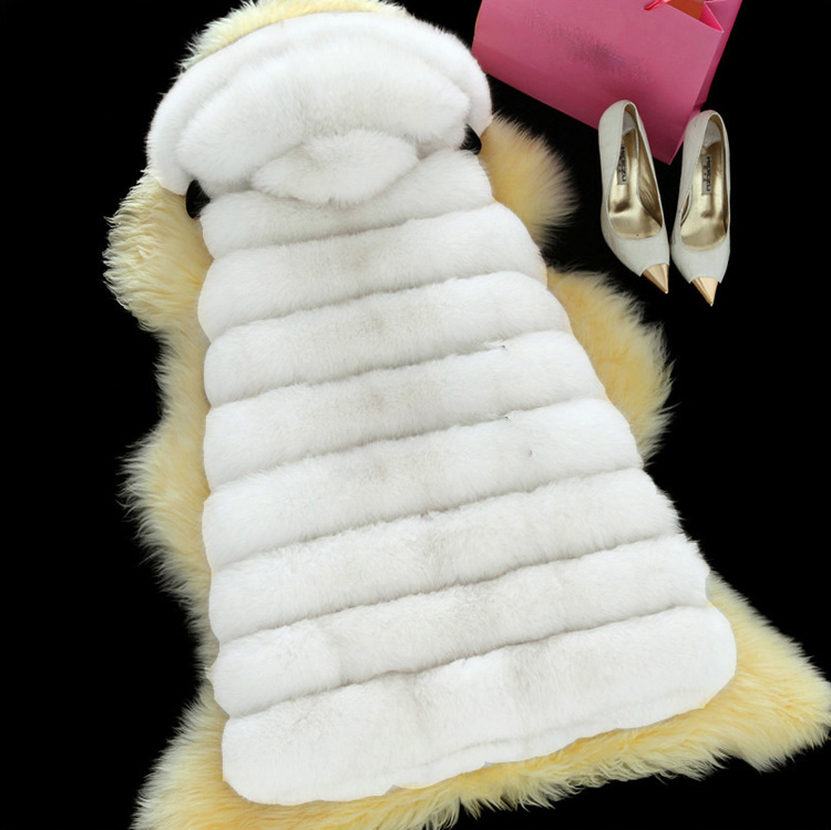 Good Long Big Furry Faux Fox Fur Vest Fashion Women Overcoat - White