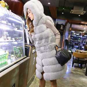 Good Long Big Furry Faux Fox Fur Vest Fashion Women Overcoat - White