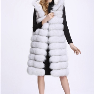 Good Long Furry Faux Fox Fur Vest Fashion Women Overcoat - White