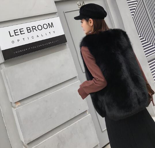 Good Warm Temperament Real Fox Fur Vest Women Overcoat - Coffee