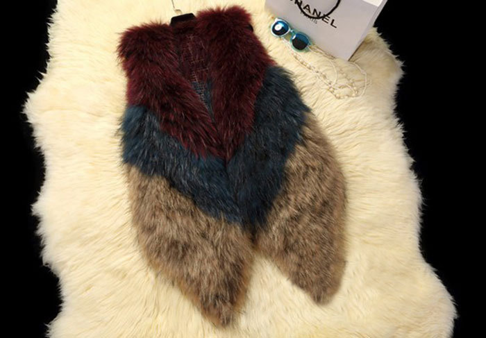 Good Warm Temperament Real Fox Fur Vests Women Overcoat - Red Green