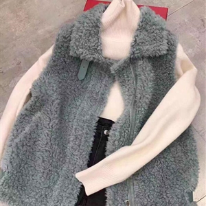 High Quality Winter Elegant Faux Lamb Fur Vest Fashion Women Overcoat - Green