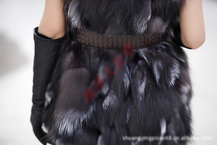 Luxury Cute Elegant Faux Fox Fur Vest Fashion Women Overcoat - Silvery