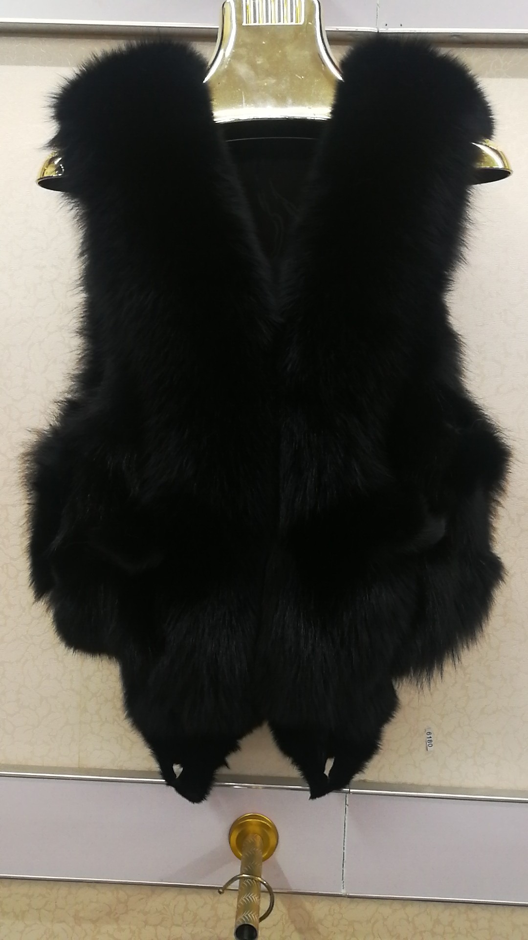 Luxury Winter Elegant Real Fox Fur Vest Fashion Women Overcoat - Black