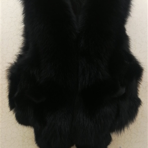 Luxury Winter Elegant Real Fox Fur Vest Fashion Women Overcoat - Black