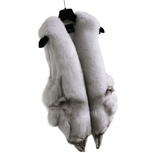 Luxury Winter Elegant Real Fox Fur Vest Fashion Women Overcoat - Gray 02
