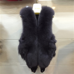 Luxury Winter Elegant Real Fox Fur Vest Fashion Women Overcoat - Gray 03