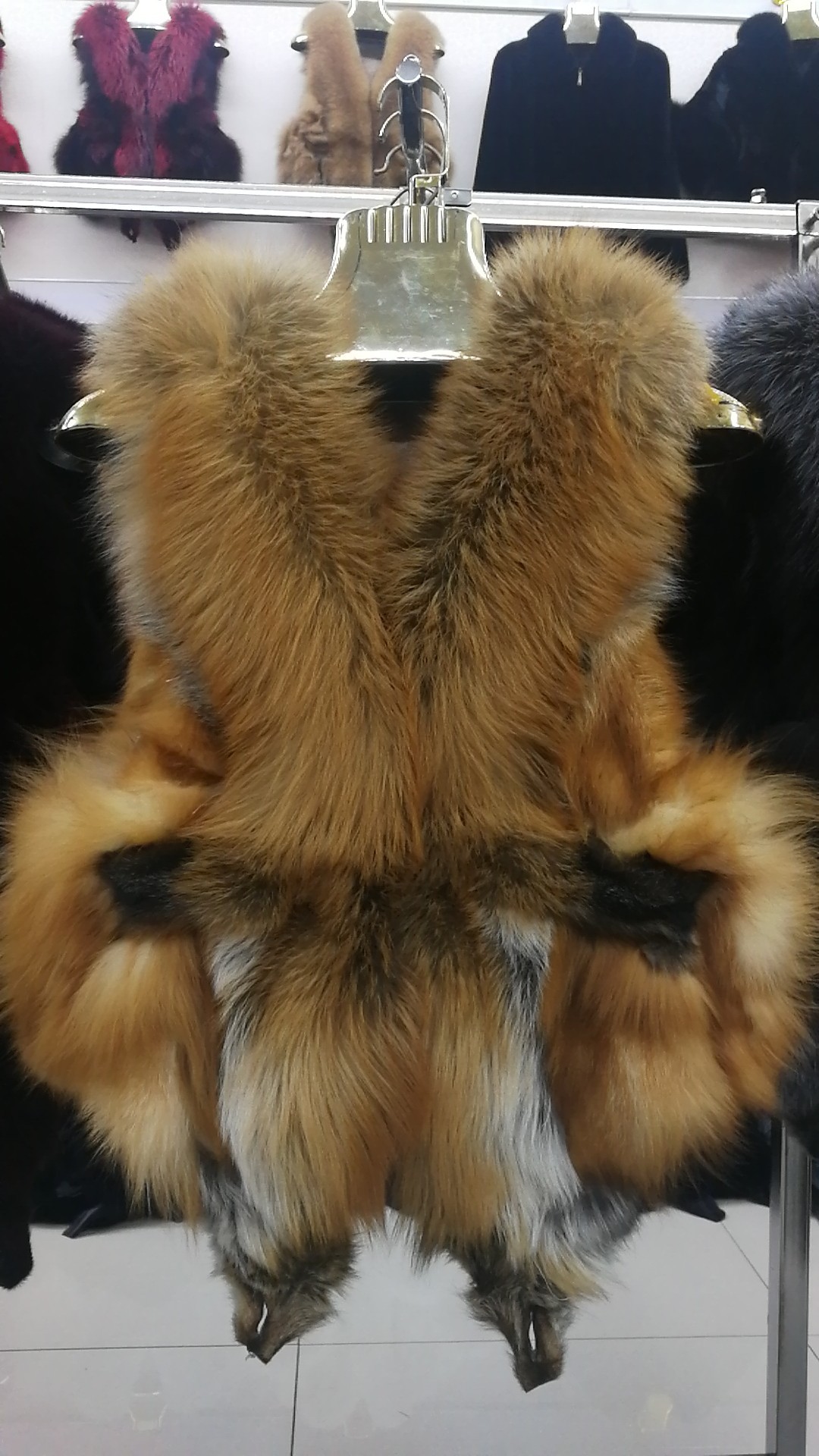 Luxury Winter Elegant Real Fox Fur Vest Fashion Women Overcoat - Yellow