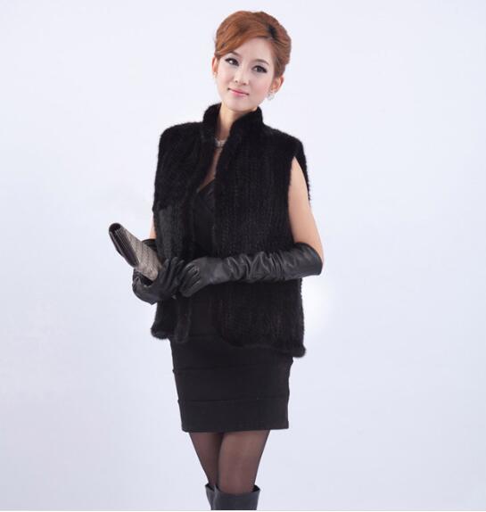 Luxury Winter Elegant Real Fox Fur Vest Fashion Women Overcoat - Black