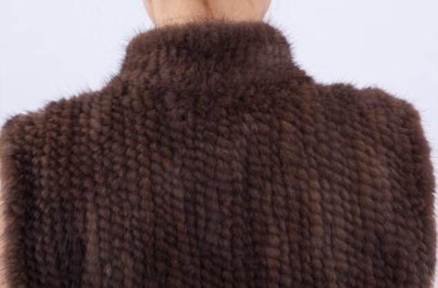 Luxury Winter Elegant Real Mink Fur Vest Fashion Women Overcoat - Coffee