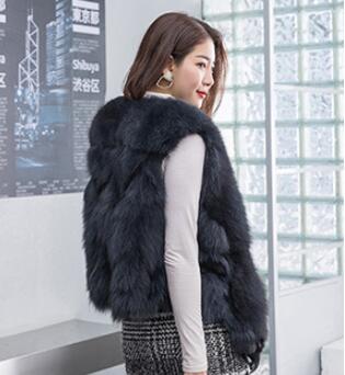 Luxury Winter Super Real Fox Fur Vests Fashion Women Overcoat - Gray 01