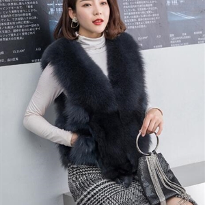 Luxury Winter Super Real Fox Fur Vests Fashion Women Overcoat - Gray 01